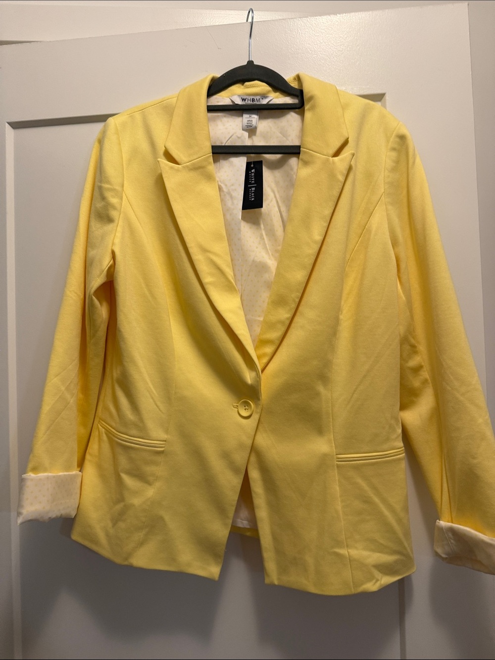 White House Black Market Lemon Yellow Single-Button Blazer